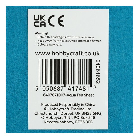 Aqua Polyester Felt Sheet A4 image number 6