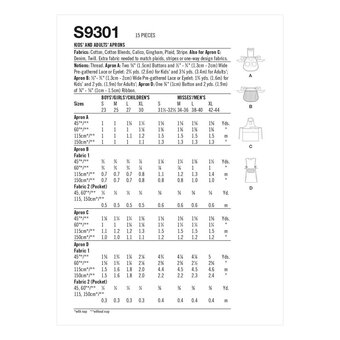 Simplicity Family Apron Sewing Pattern S9301