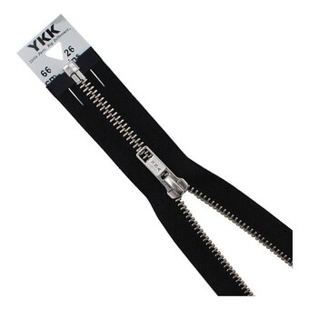 YKK Medium Weight Silver Elements Zip 66cm Black