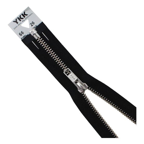 YKK Medium Weight Silver Elements Zip 66cm Black image number 1