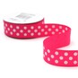 Hot Pink Spots Grosgrain Ribbon 19mm x 4m image number 3