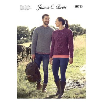 James C Brett Rustic Mega Chunky Jumpers Pattern JB753