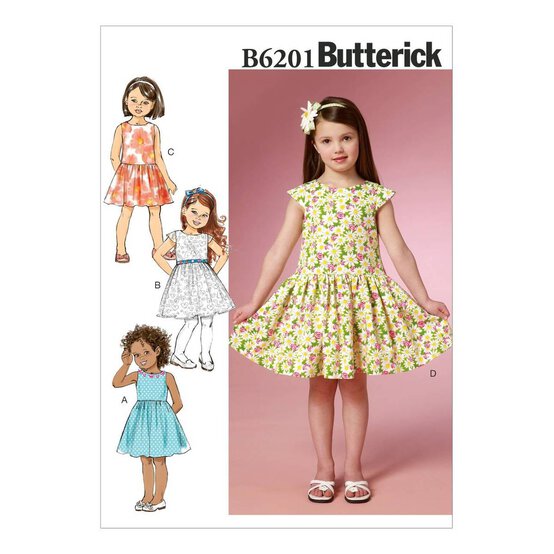 Butterick Children&rsquo;s Dress Sewing Pattern B6201 (2-5) image number 1