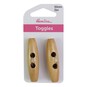 Hemline Natural Wooden Toggles 50mm 2 Pack image number 2