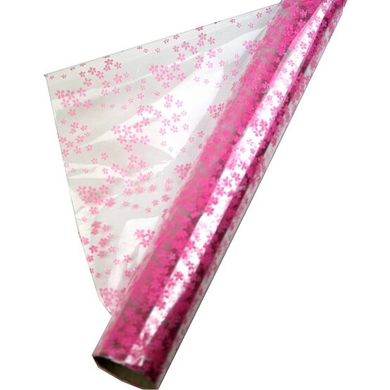 Pink Flower Cellophane Floral Wrap 76 x 365cm image number 3