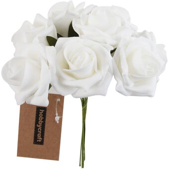 White Open Rose Bouquet 8 Pieces