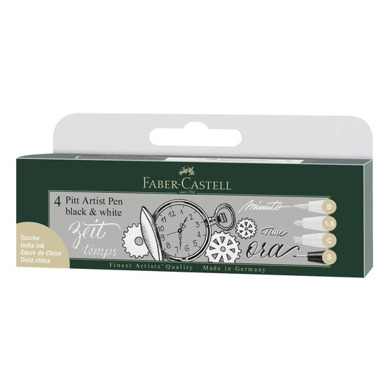 Faber-Castell Black Pitt Artist Pens 4 Pack image number 1