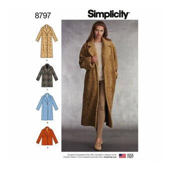 Simplicity Women&rsquo;s Coat Sewing Pattern 8797 (XS-XL)