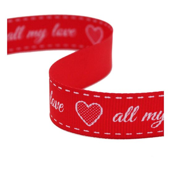 Red All My Love Grosgrain Ribbon 16mm x 4m image number 1
