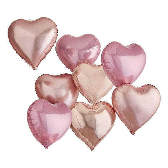 Ginger Ray Rose Gold Customisable Heart Balloons 8 Pack image number 2