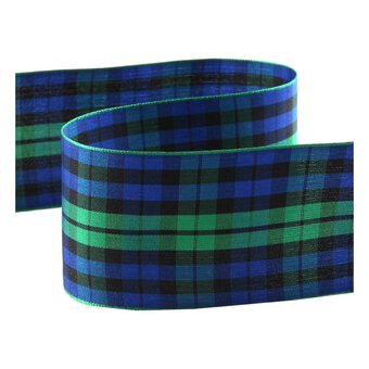 Blue Tartan Ribbon 50mm x 3m