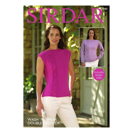 Sirdar Wash 'n' Wear Double Crepe DK Women's Tops Digital Pattern 7940 image number 1