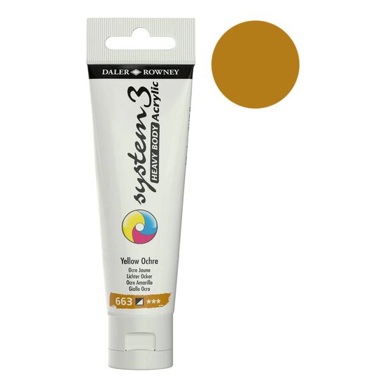 Daler-Rowney System3 Yellow Ochre Heavy Body Acrylic 59ml image number 1