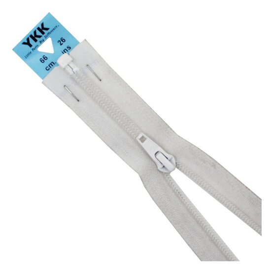 YKK White Nylon Open End Zip 66cm image number 1