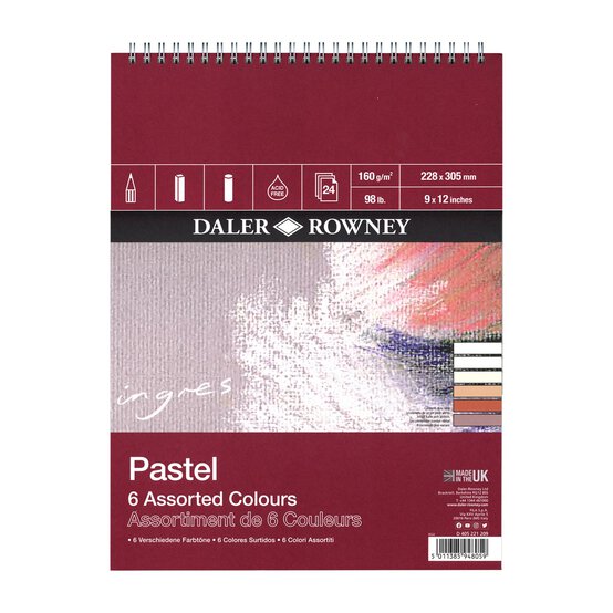 Daler-Rowney Assorted Ingres Pastel Paper 12 x 9 Inches 24 Sheets image number 1