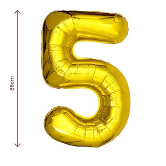 Extra Large Gold Foil Number 5 Balloon