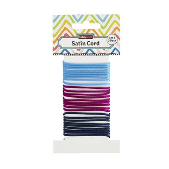 Blue and Purple Satin Cord 1m 3 Pack