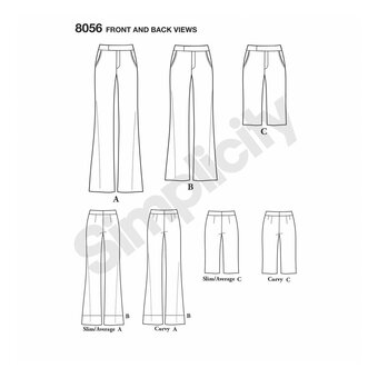 Simplicity Amazing Fit Trousers Sewing Pattern 8056 (10-18)