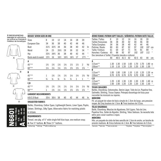 New Look Women's Wrap Top Sewing Pattern N6601 image number 2