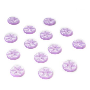 Hemline Lilac Basic Star Button 14 Pack