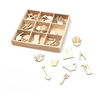 Gardening Wooden Embellishments 45 Pack