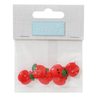 Trimits Red Apple Craft Buttons 6 Pieces