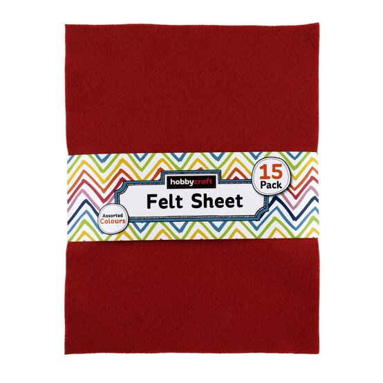 Assorted Polyester Felt Sheets 23cm x 30cm 15 Pack image number 7