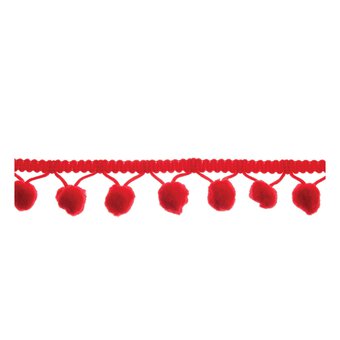 Red 20mm Pom Pom Trim by the Metre
