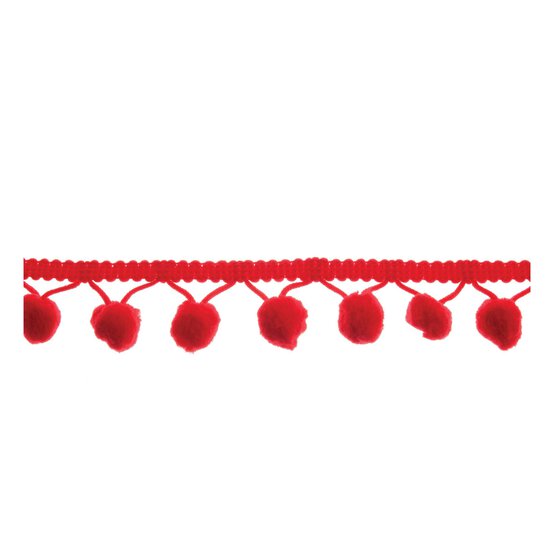 Red 20mm Pom Pom Trim by the Metre image number 1