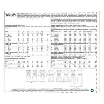 McCall&rsquo;s Women&rsquo;s Dress Sewing Pattern M7381 (XS-M)