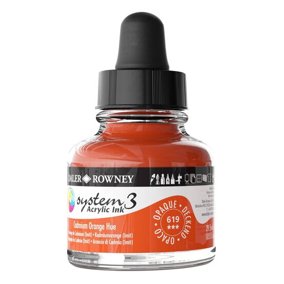 Daler-Rowney System3 Cadmium Orange Hue Acrylic Ink 29.5ml image number 2