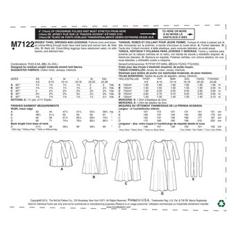 McCall&rsquo;s Dress and Leggings Sewing Pattern M7122 (XS-M)