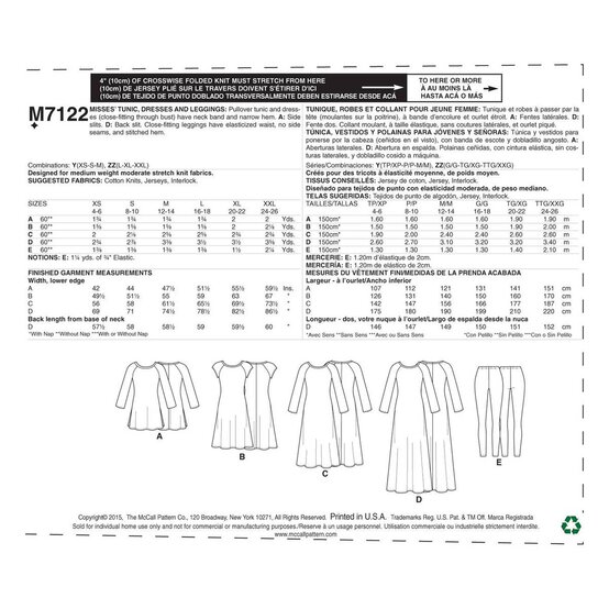 McCall&rsquo;s Dress and Leggings Sewing Pattern M7122 (XS-M) image number 2