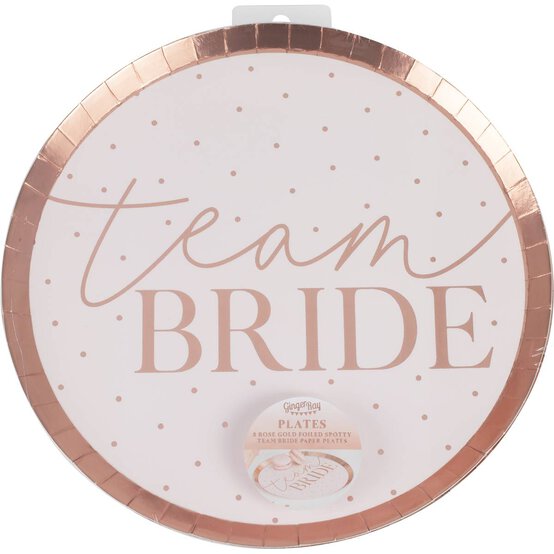 Ginger Ray Rose Gold Team Bride Paper Plates 8 Pack image number 3