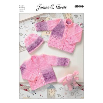 James C Brett Baby Marble DK Cardigan and Hat Pattern JB009
