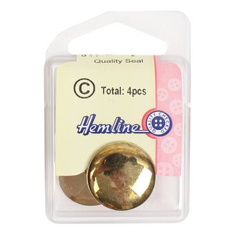 Hemline Gold Metal Blazer Button 4 Pack