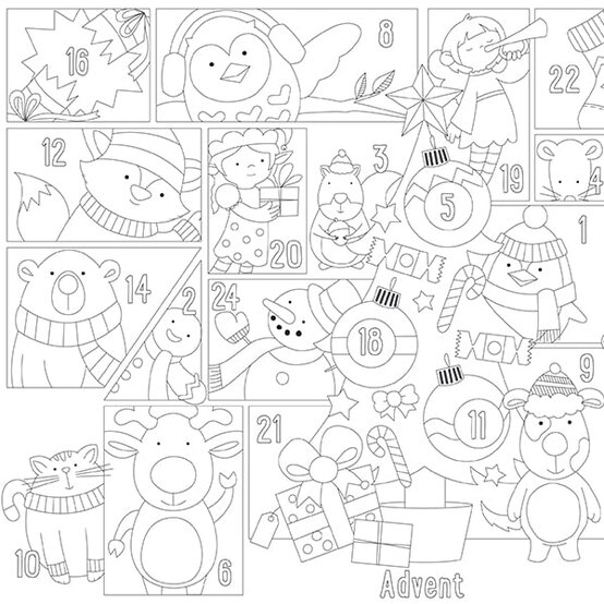 Christmas Advent Free Colouring Download image number 1