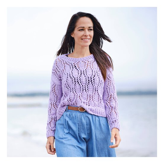 Knitcraft Chunky Pointelle Lace Jumper Digital Pattern 0292 image number 1