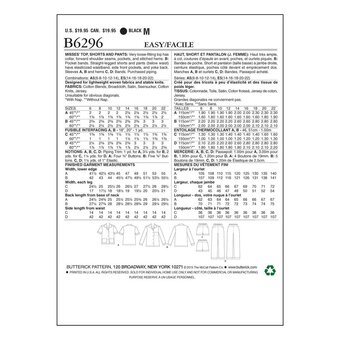 Butterick Women&rsquo;s Sleepwear Sewing Pattern B6296 (14-22)
