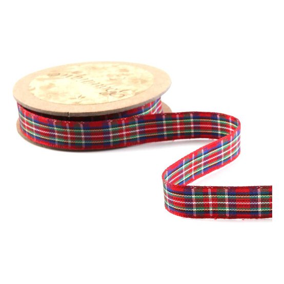 Red Tartan Ribbon 12mm x 5m image number 2