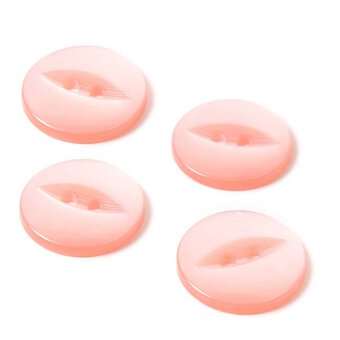 Hemline Pink Basic Fish Eye Button 4 Pack