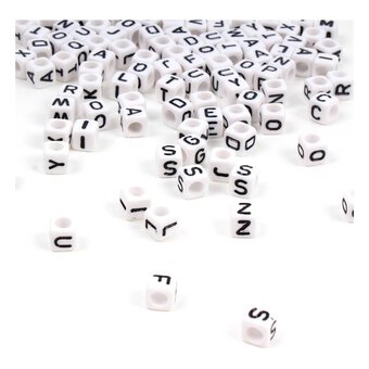 White Square Alphabet Beads 6mm