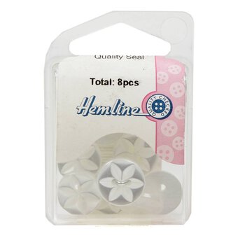 Hemline White Basic Star Button 8 Pack