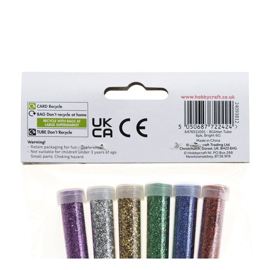 Bright Biodegradable Glitter Tubes 6g 6 Pack image number 6