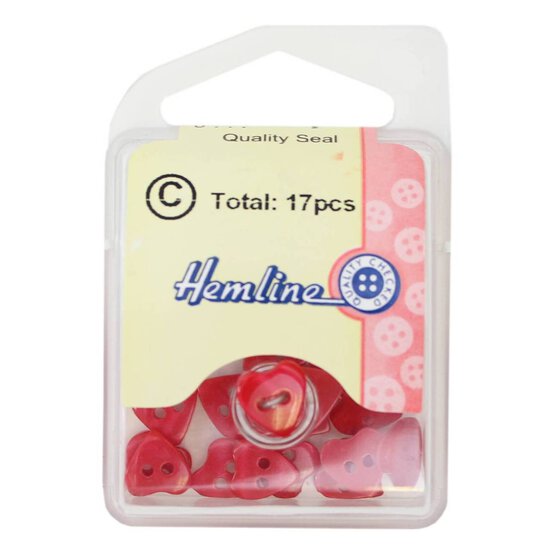 Hemline Red Basic Hearts Button 17 Pack image number 2