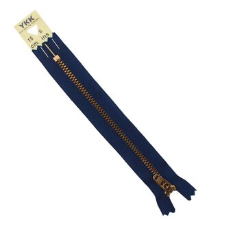YKK Dark Blue Brass Jeans Zip 15cm