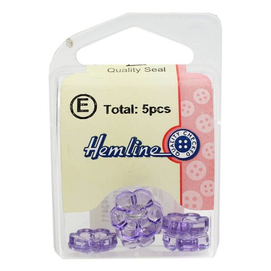 Hemline Lavender Novelty Flower Button 5 Pack image number 2