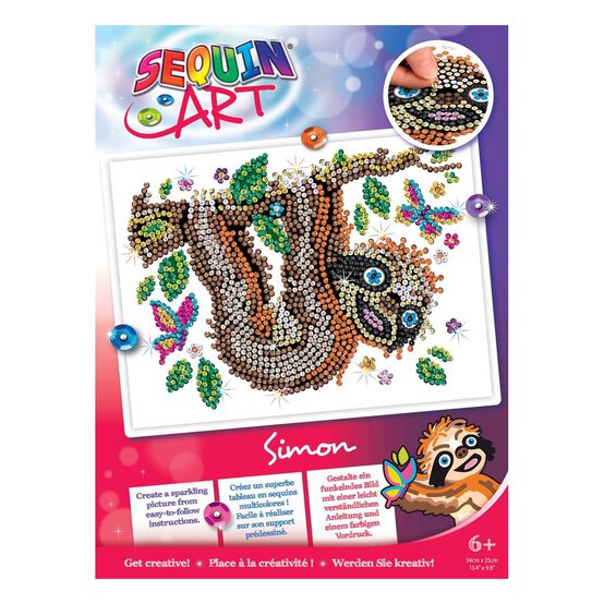 Simon the Sloth Sequin Art Kit image number 1