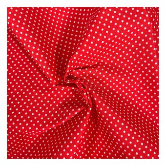 White and Red Spot Polycotton Fabric by the Metre