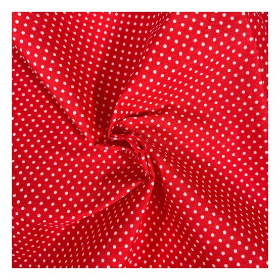 White and Red Spot Polycotton Fabric by the Metre image number 1